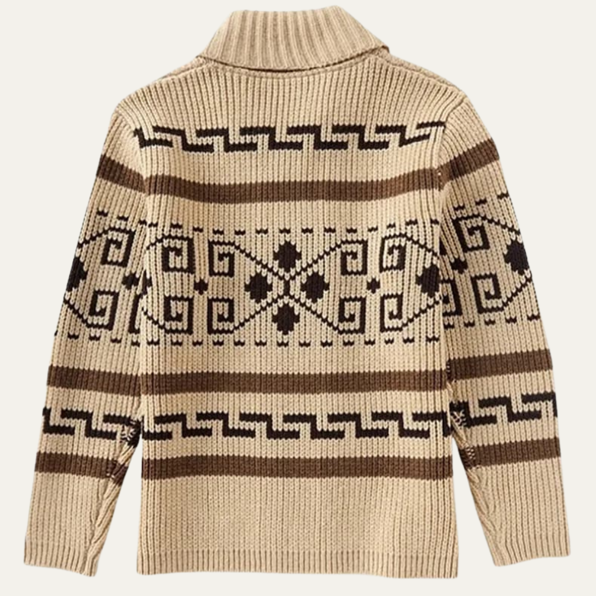 The Corvara - Cardigan d'hiver pour homme avec col châle et motif aztèque