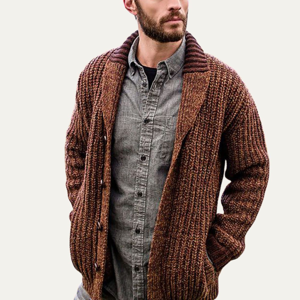 The Siracusa - Cardigan à col châle en maille épaisse pour homme