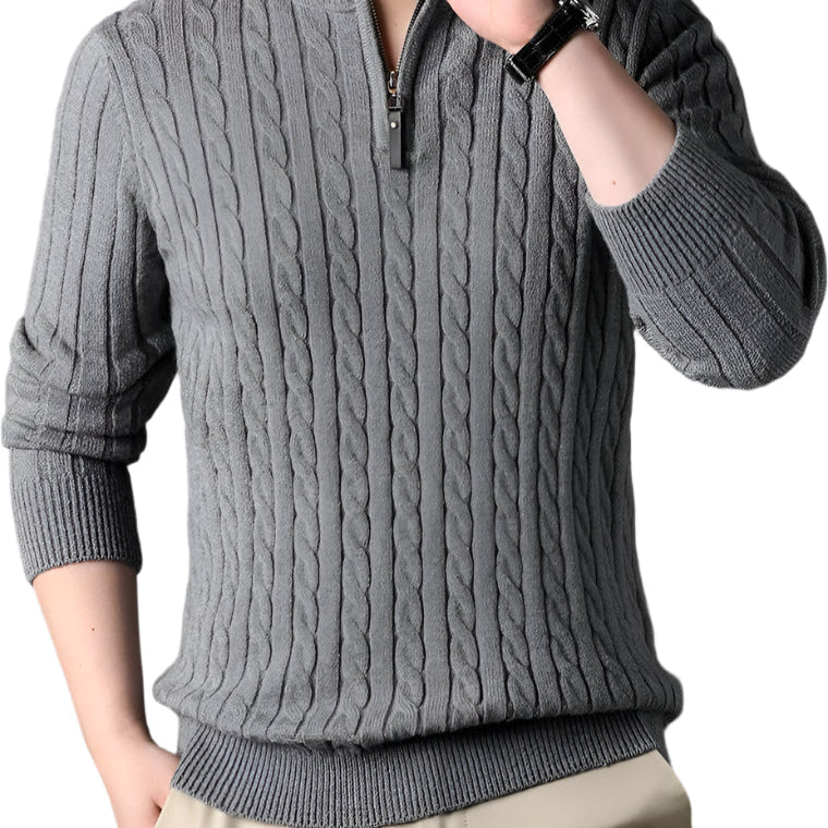 The Wells Pull demi zip en maille torsadée pour homme élégant et chaud