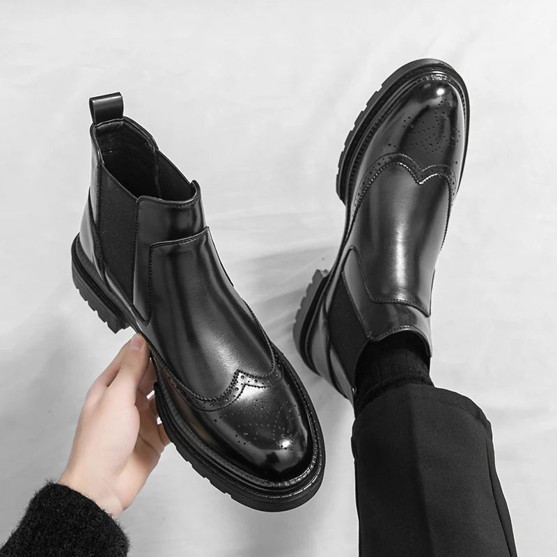 The Eastbourne Bottines Chelsea en cuir pour hommes, élégantes et à motif brogue