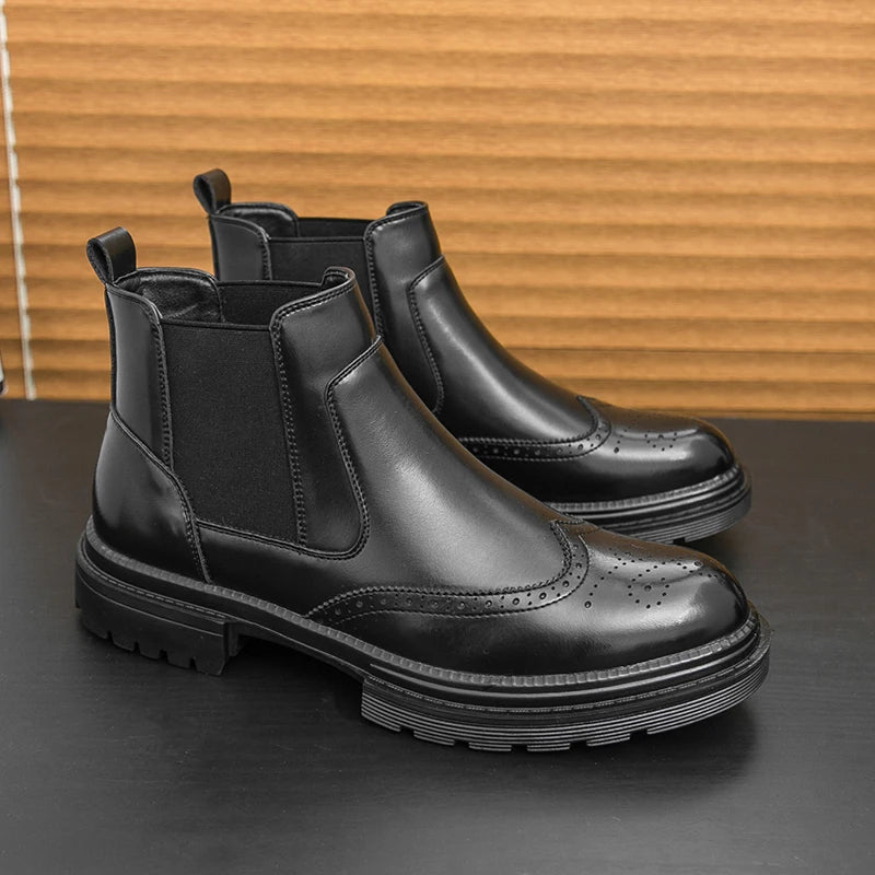 The Eastbourne Bottines Chelsea en cuir pour hommes, élégantes et à motif brogue