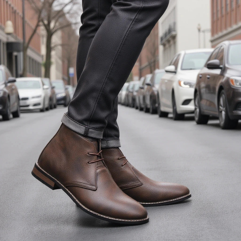 The Crosby - Bottes de Cheville en Cuir à Lacets Street Style pour Hommes