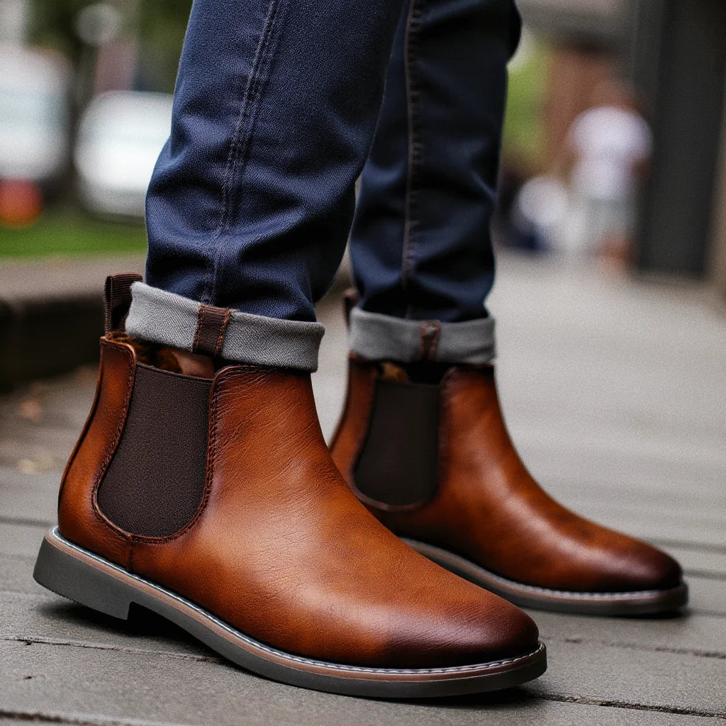 The Highlands Bottines Chelsea en cuir durable pour hommes