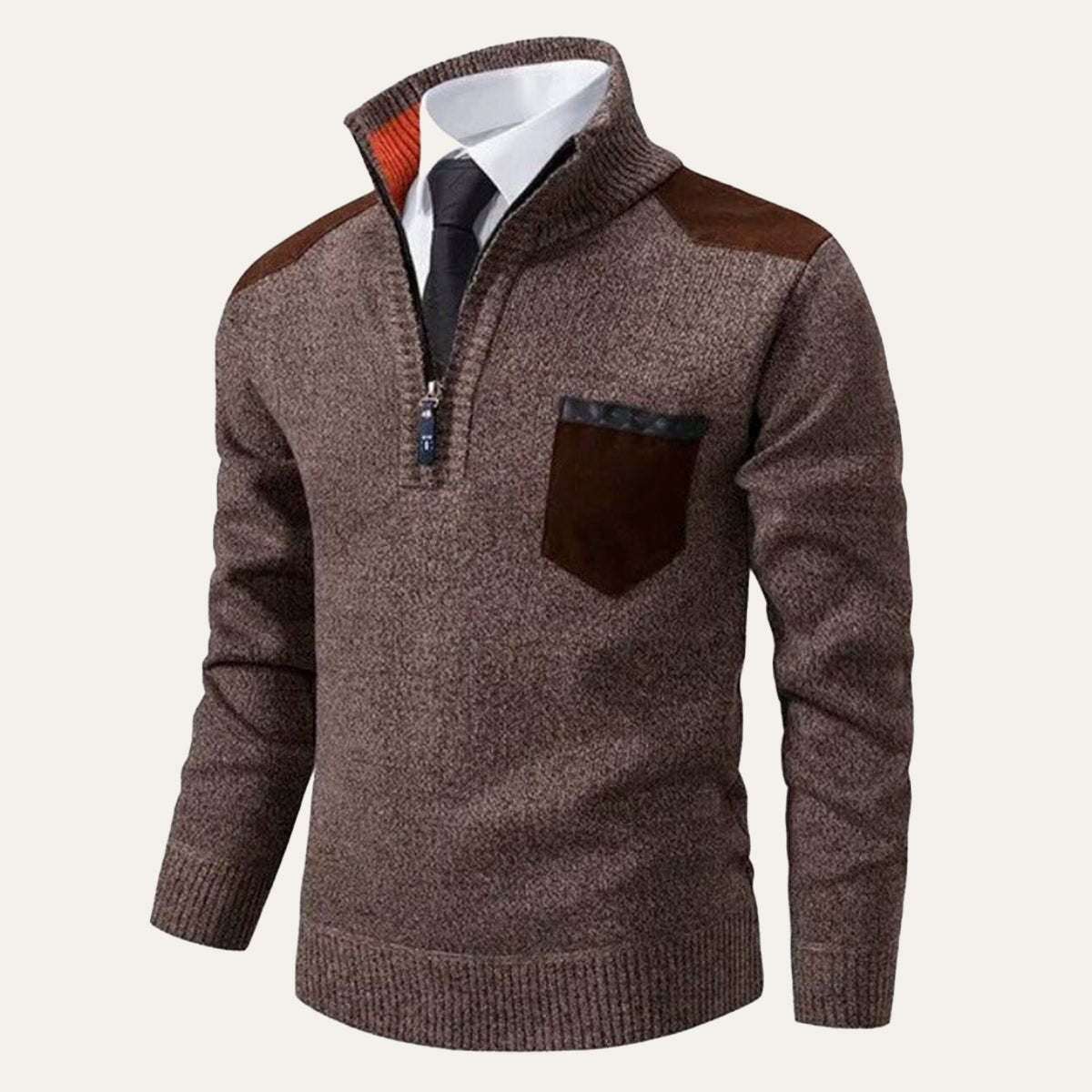 The Brescia Pull-over d'hiver à manches longues et demi-zip pour homme