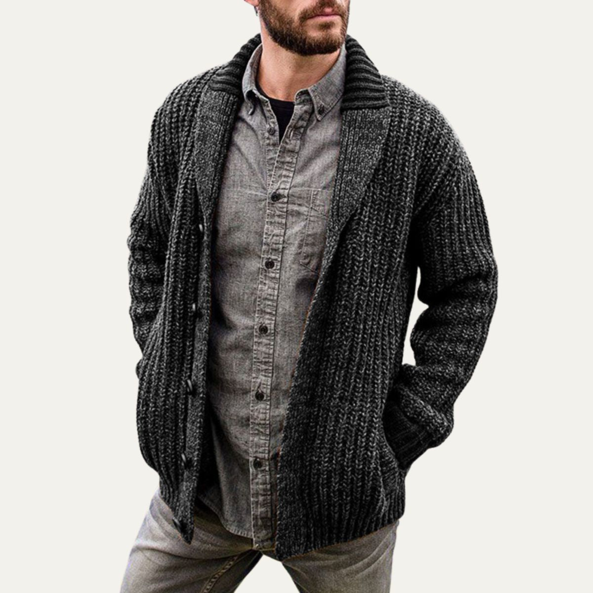 The Siracusa - Cardigan à col châle en maille épaisse pour homme