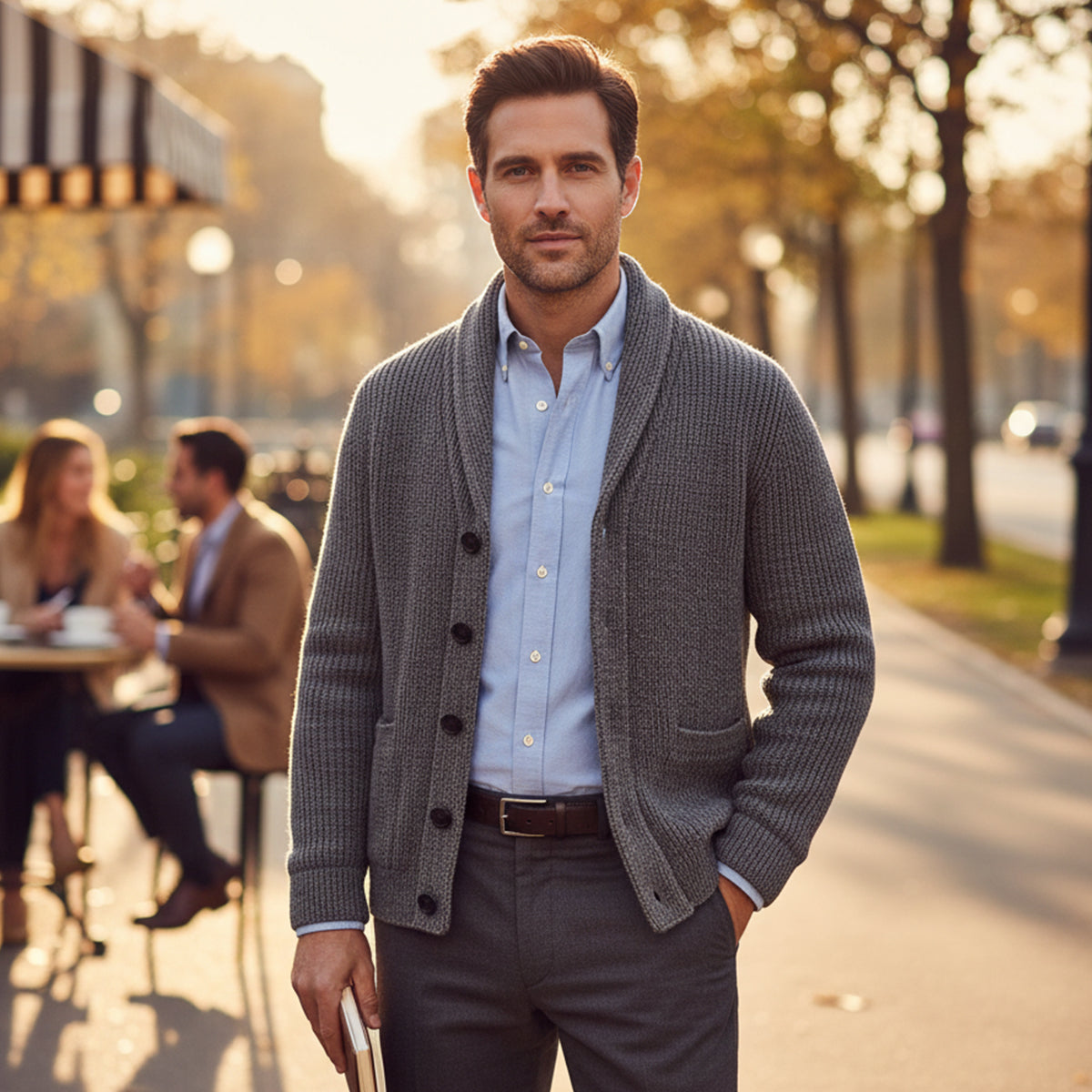 The Nardò Cardigan à col châle en maille épaisse pour homme – Tricot classique à boutons