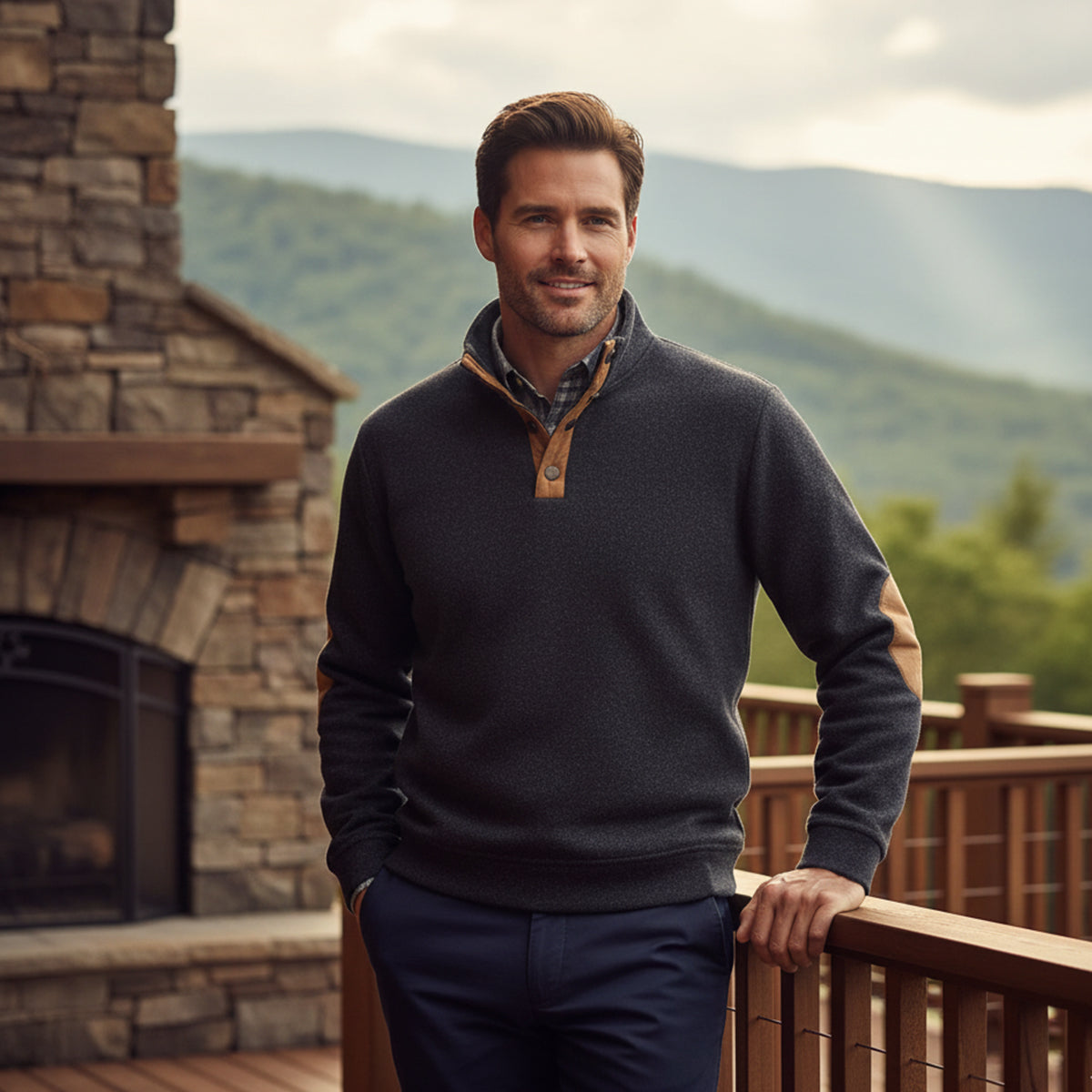 The Recanati Pull chaud à fermeture éclair, longueur quart de manche, pour homme