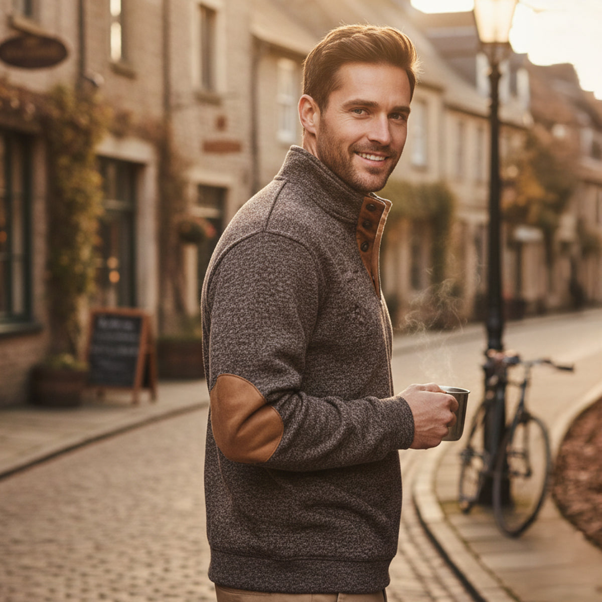 The Recanati Pull chaud à fermeture éclair, longueur quart de manche, pour homme