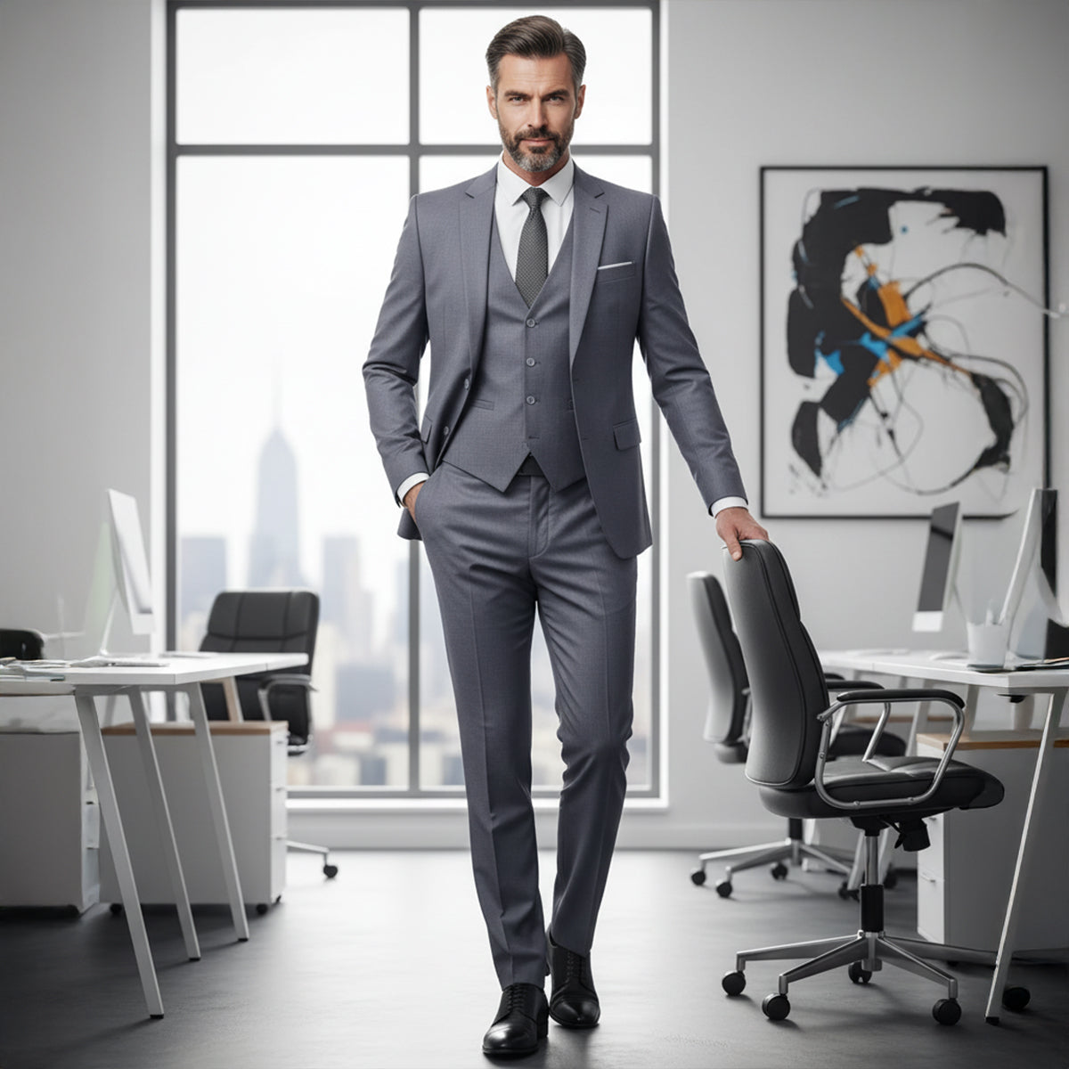 The Ugento Costume 3 pièces élégant et ajusté pour homme