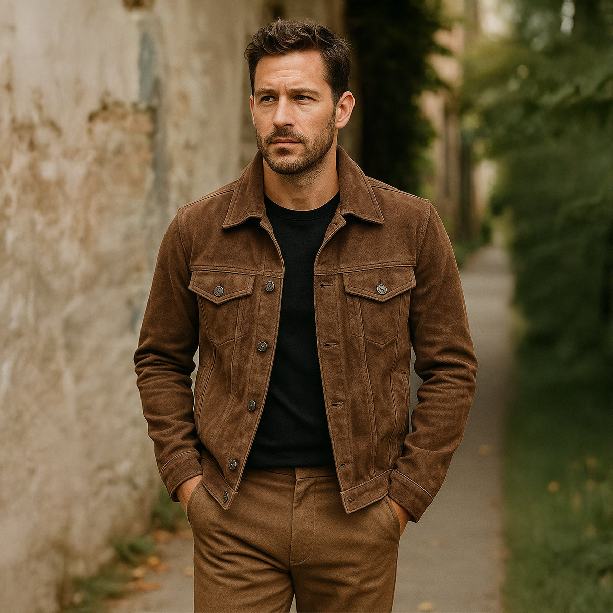 The Vintage Veste cargo en daim pour homme — Style outdoor léger