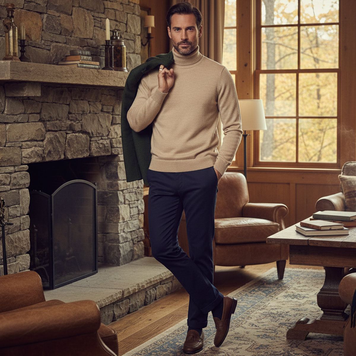 The Banbury - Pull à col roulé classique pour homme