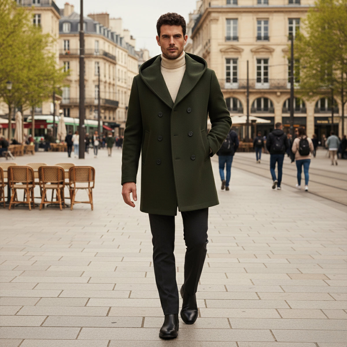 The Bonassola - Trench-coat à capuche et double boutonnage pour homme