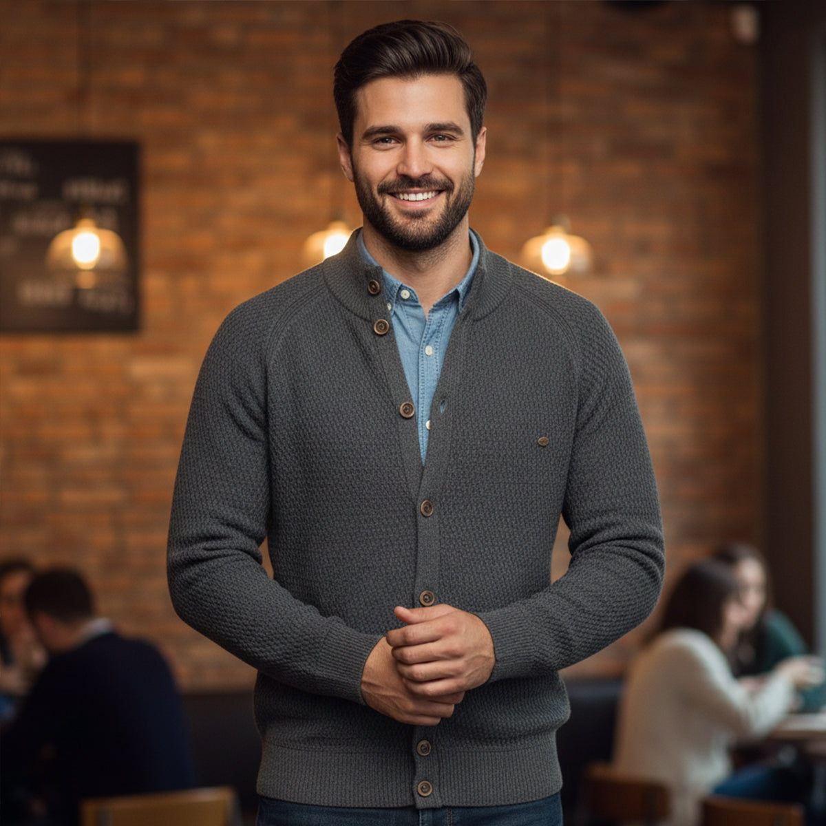 The Caernarfon - Cardigan boutonné en maille pour homme