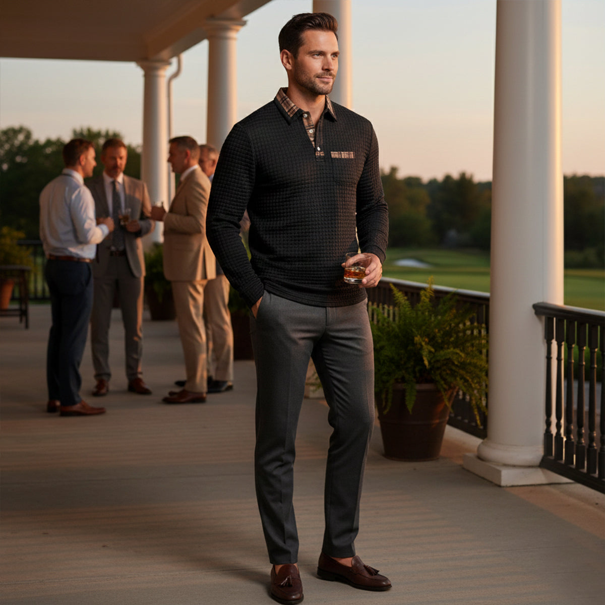 The Saturnia - Pull Polo en Maille Waffle pour Homme