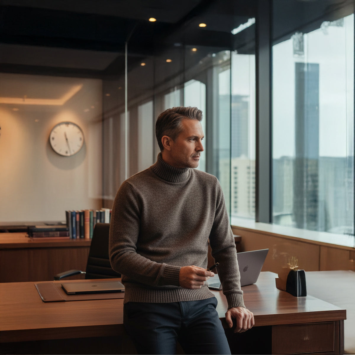 The Highclere - Col roulé en laine mérinos pour homme