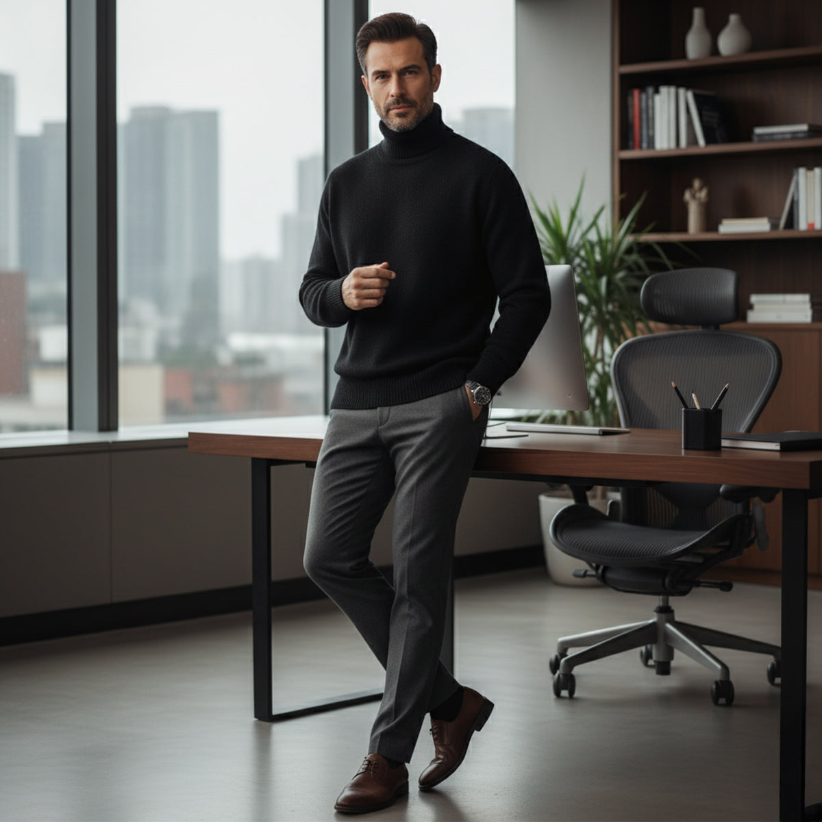 The Aosta - Pull Col Roulé Chaud en Tricot Doux pour Homme