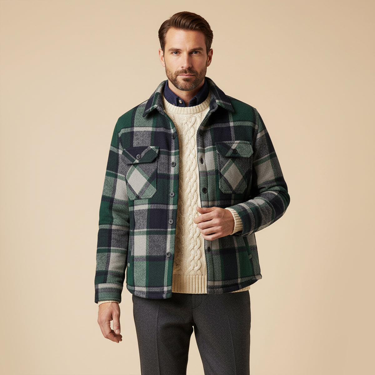 The Ryde Veste chemise à carreaux doublée en polaire pour homme – Surchemise chaude en flanelle