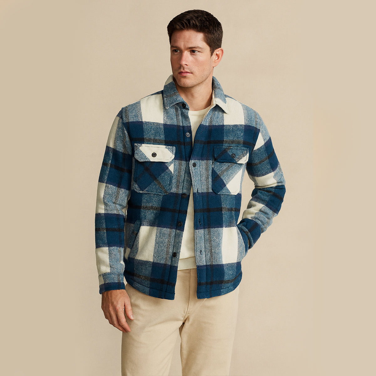 The Ryde Veste chemise à carreaux doublée en polaire pour homme – Surchemise chaude en flanelle