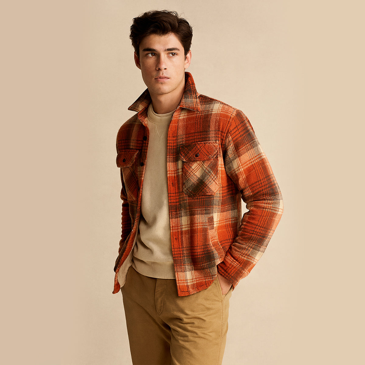 The Ryde Veste chemise à carreaux doublée en polaire pour homme – Surchemise chaude en flanelle