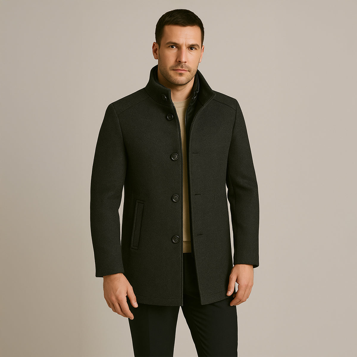The Broadway Trench-coat classique en laine mélangée pour homme