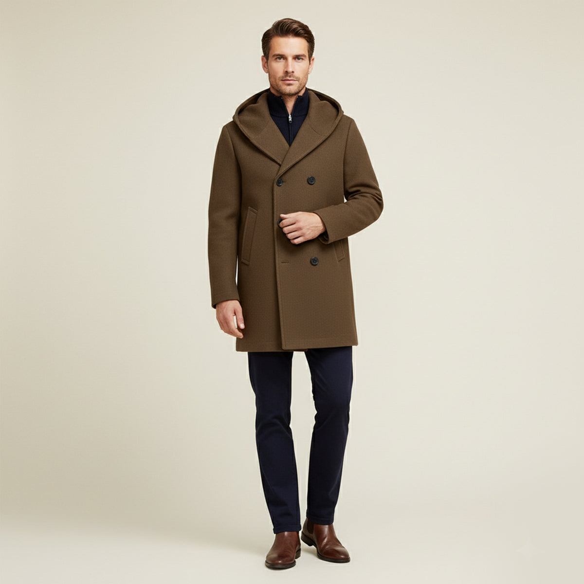 The Bonassola - Trench-coat à capuche et double boutonnage pour homme