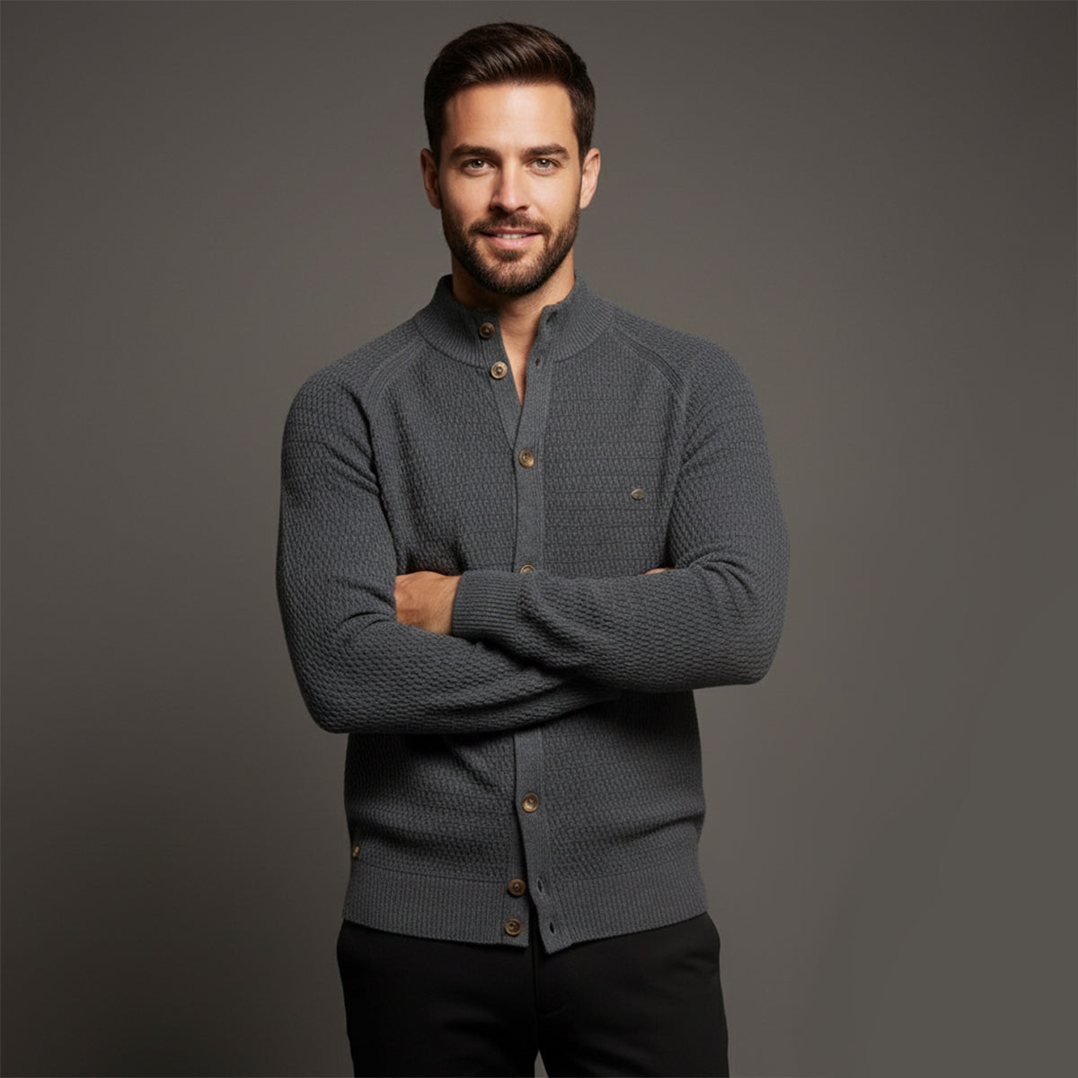 The Caernarfon - Cardigan boutonné en maille pour homme
