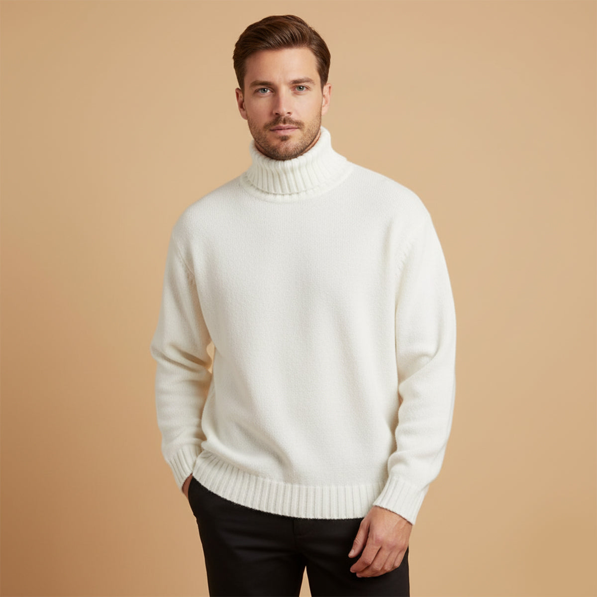The Aosta - Pull Col Roulé Chaud en Tricot Doux pour Homme