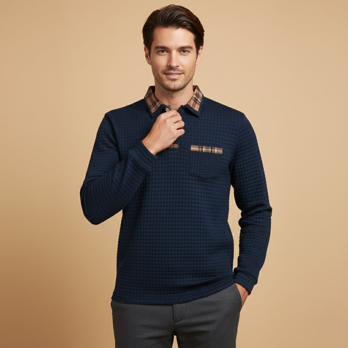 The Saturnia - Pull Polo en Maille Waffle pour Homme