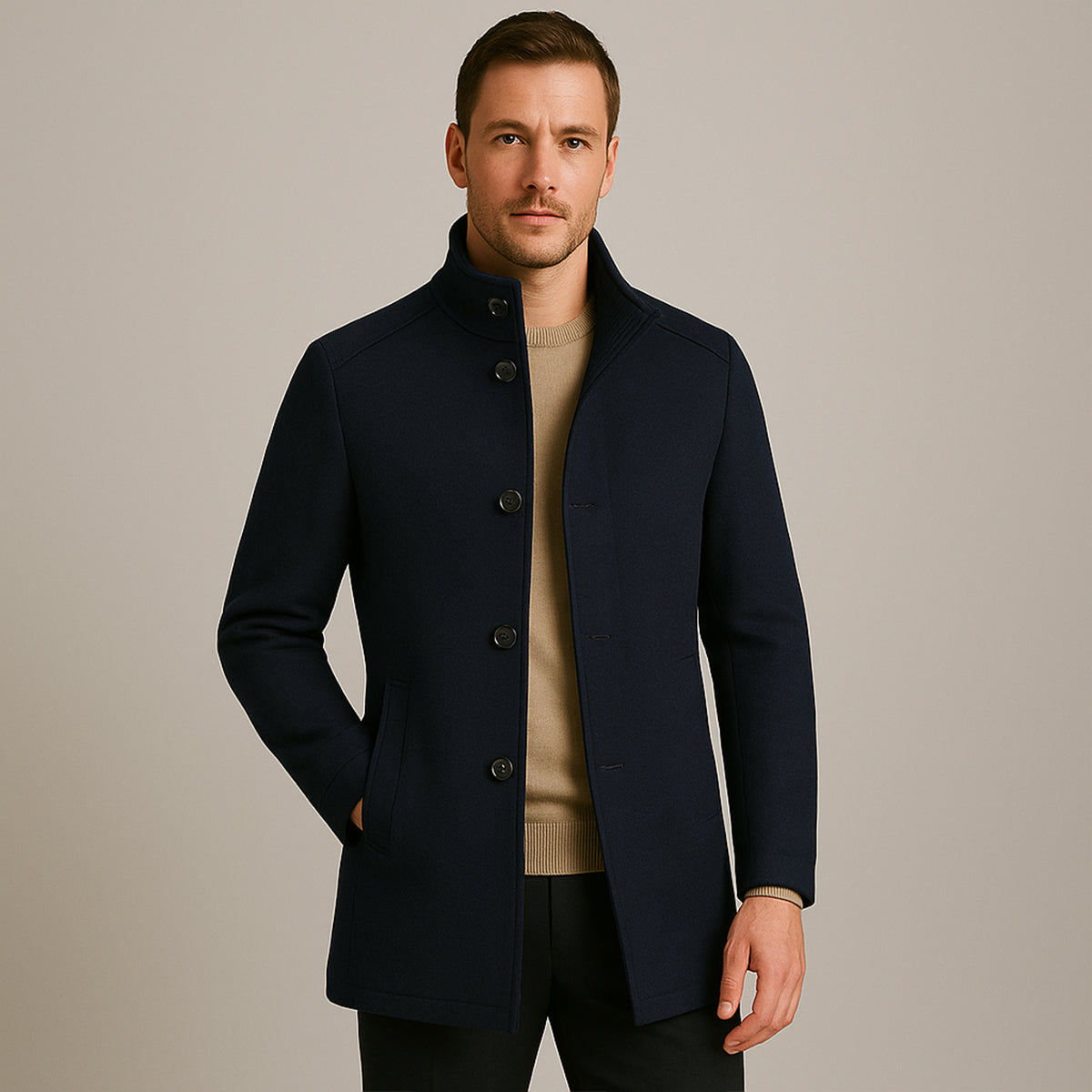 The Broadway Trench-coat classique en laine mélangée pour homme