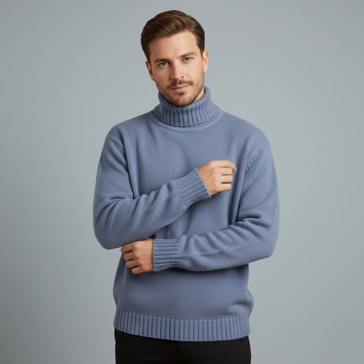 The Aosta - Pull Col Roulé Chaud en Tricot Doux pour Homme