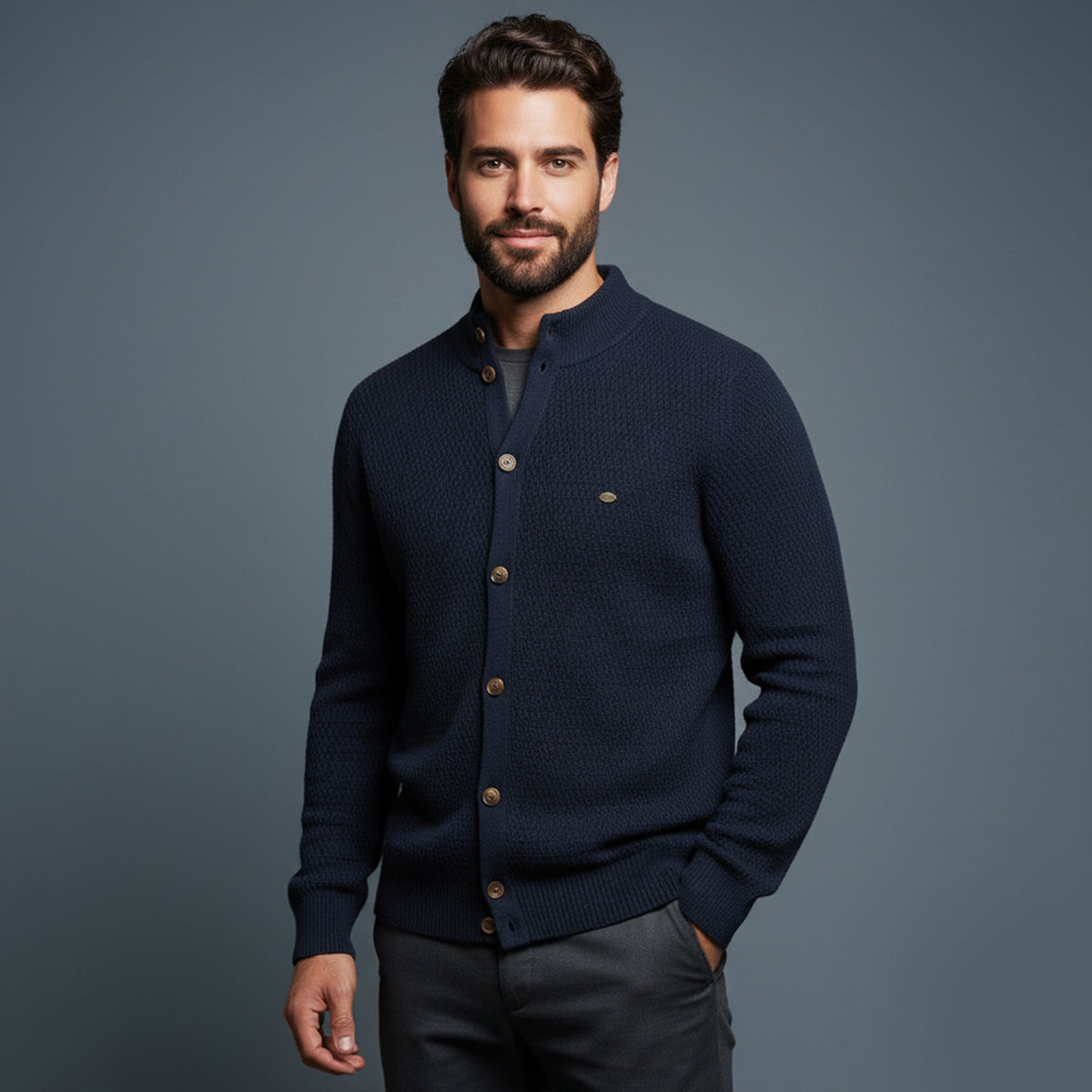 The Caernarfon - Cardigan boutonné en maille pour homme