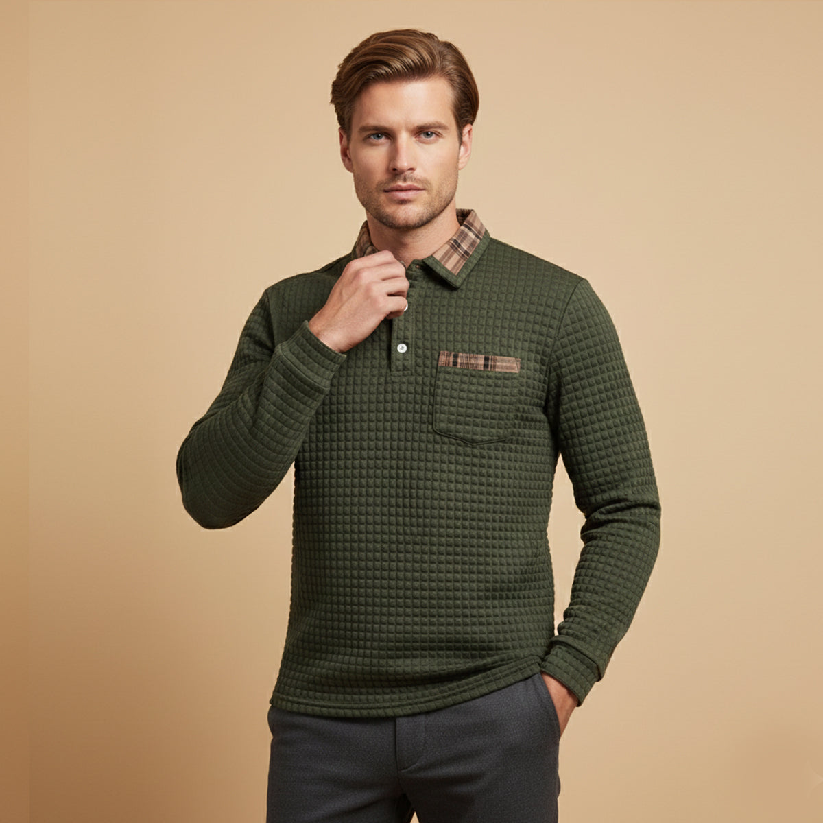 The Saturnia - Pull Polo en Maille Waffle pour Homme