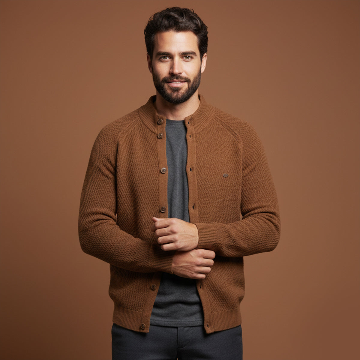 The Caernarfon - Cardigan boutonné en maille pour homme