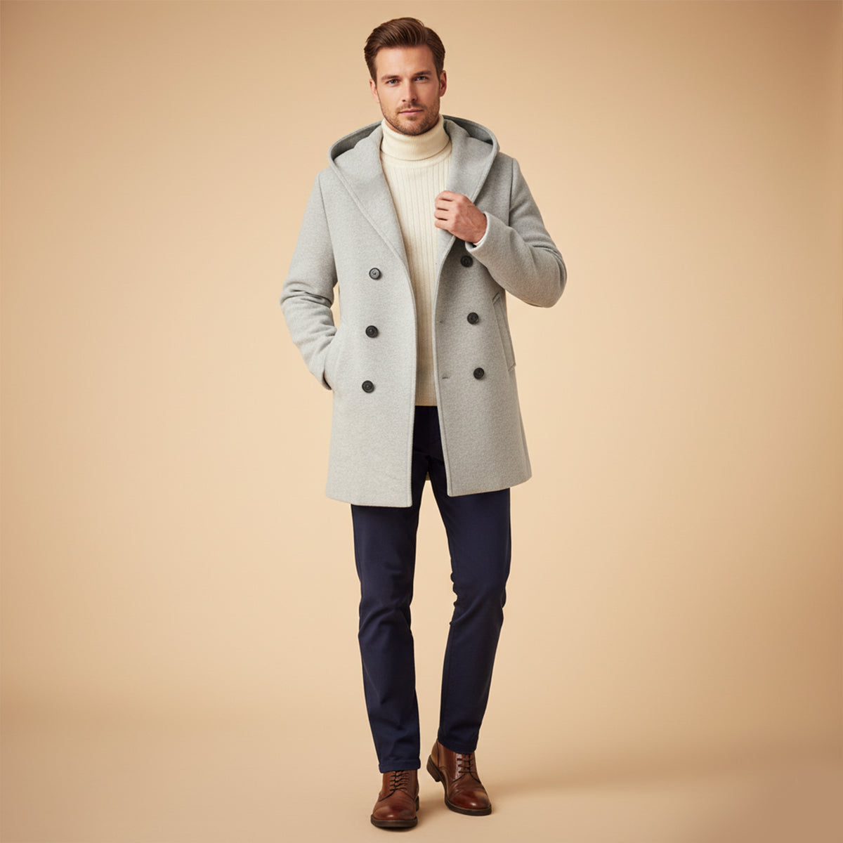 The Bonassola - Trench-coat à capuche et double boutonnage pour homme