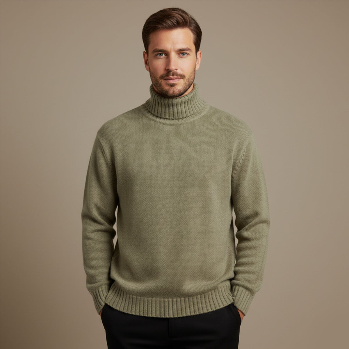 The Aosta - Pull Col Roulé Chaud en Tricot Doux pour Homme