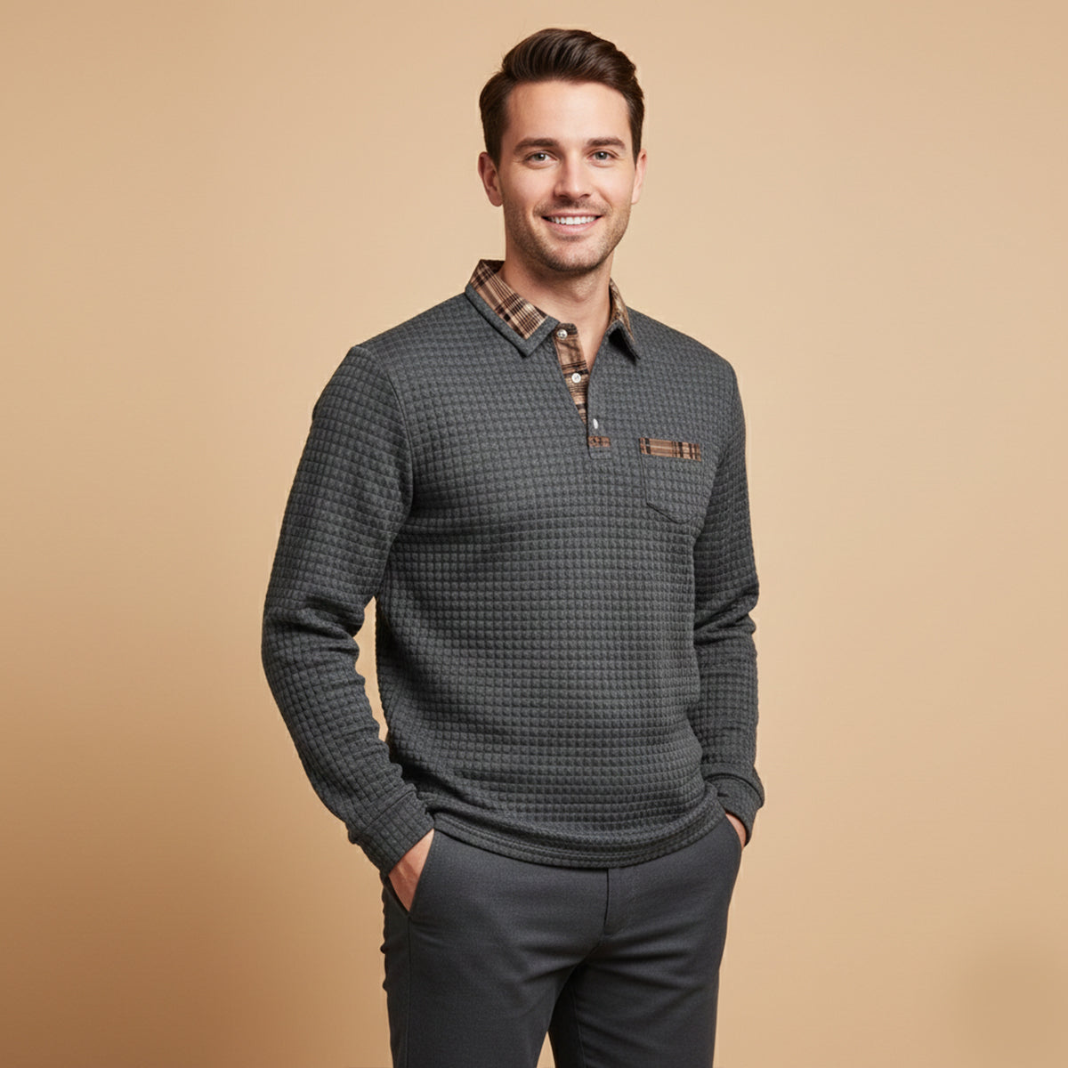 The Saturnia - Pull Polo en Maille Waffle pour Homme