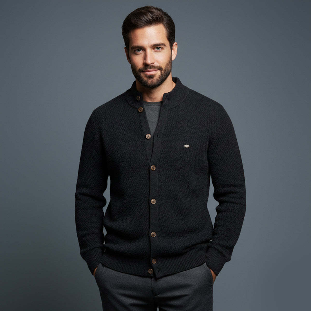 The Caernarfon - Cardigan boutonné en maille pour homme