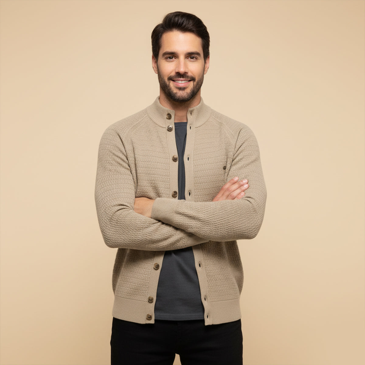 The Caernarfon - Cardigan boutonné en maille pour homme