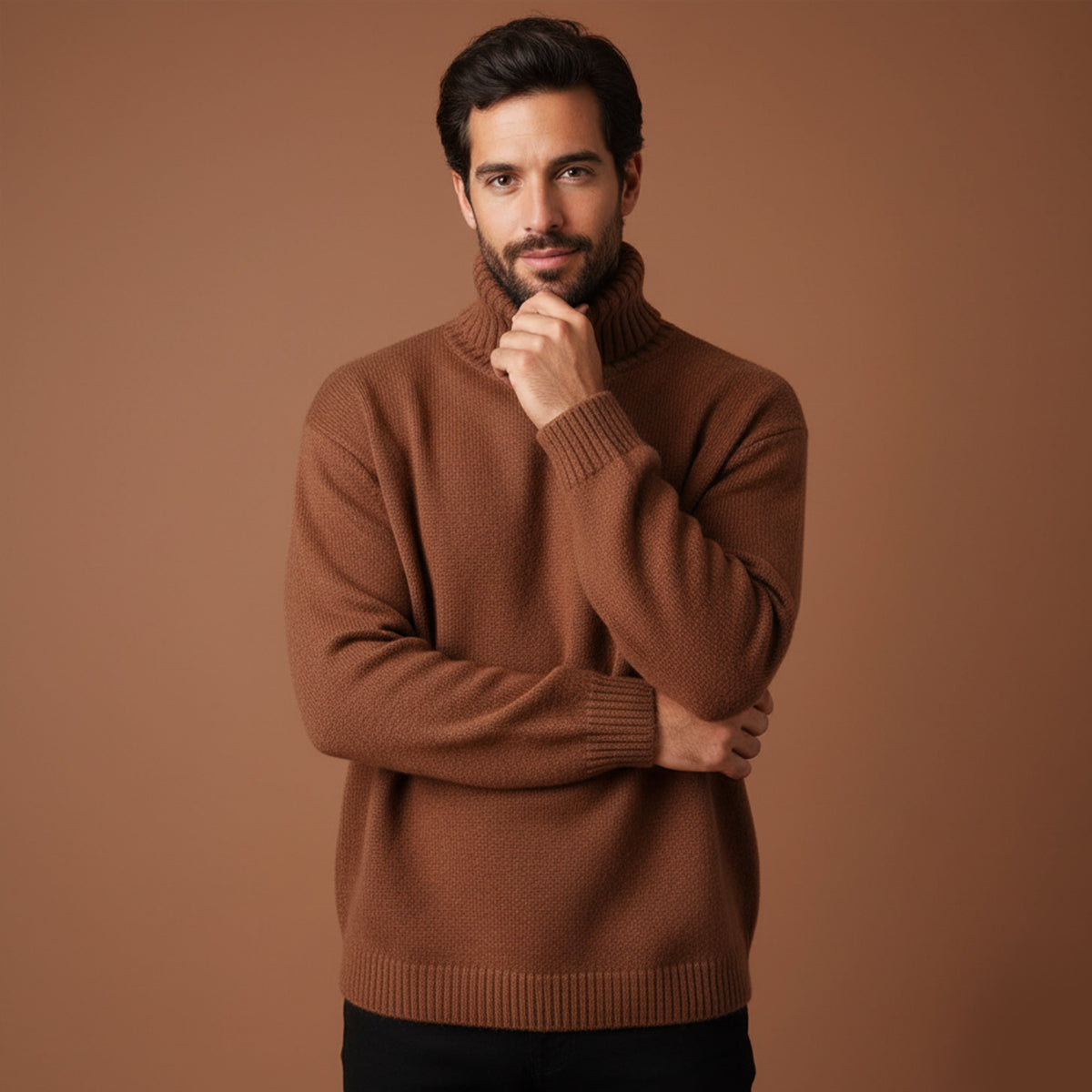 The Aosta - Pull Col Roulé Chaud en Tricot Doux pour Homme
