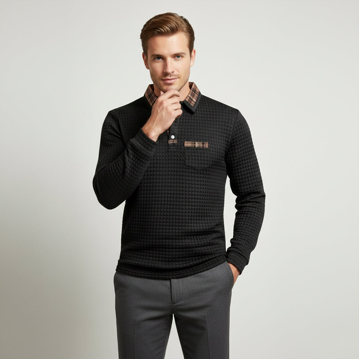 The Saturnia - Pull Polo en Maille Waffle pour Homme