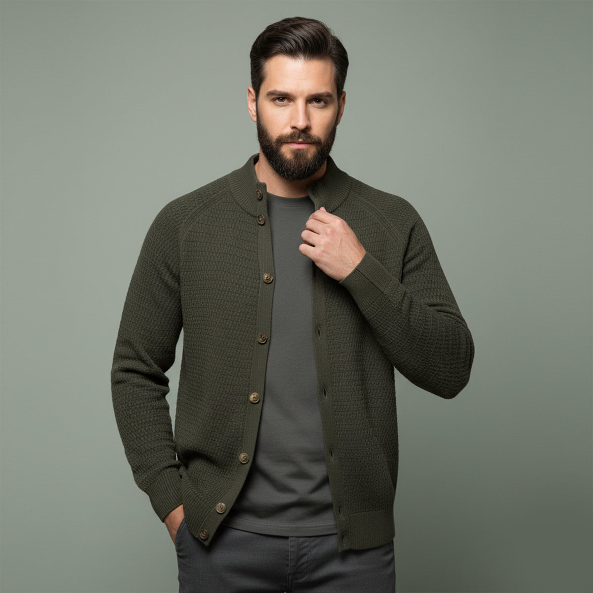 The Caernarfon - Cardigan boutonné en maille pour homme